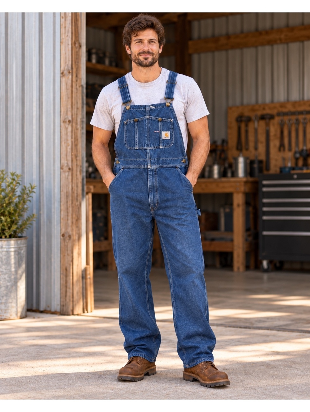 Carhartt R07 Men's Blue Denim Bib Overalls 38x30 Carpenter Workwear Like NWOT